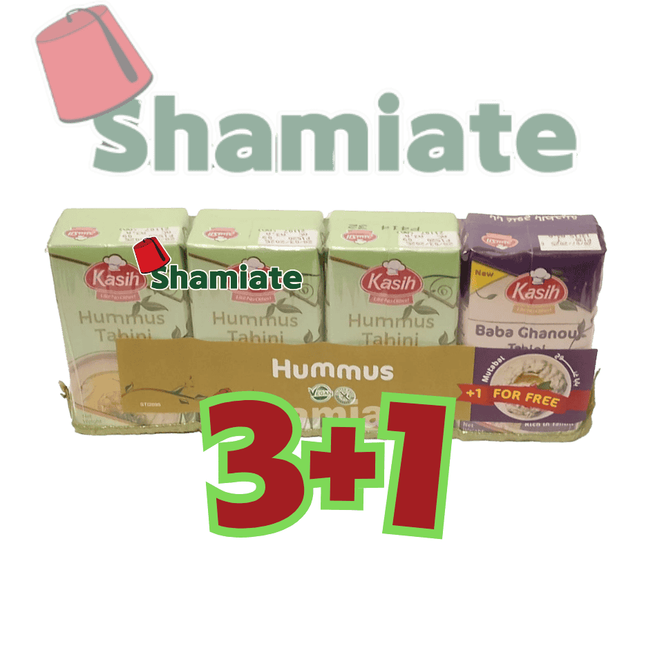 Canned Hommos Tahina (Kasih, + 1 Eggplant Caviar, 135 gm, 1 x (3+1) x 12 Pieces)