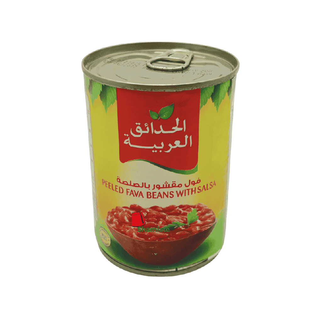 فول معلب (الحدائق العربيه,  مقشر مع الصلصة, 400 غرام, 24 وحدة)