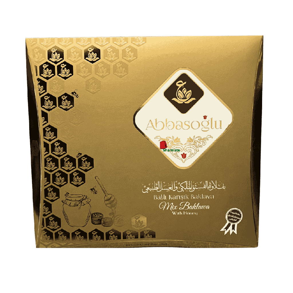 حلويات سورية فاخرة (عباس أوغلو، بقلاوة مشكلة بالفستق الملكي والعسل الطبيعي، 500 غرام، 12 قطعة)