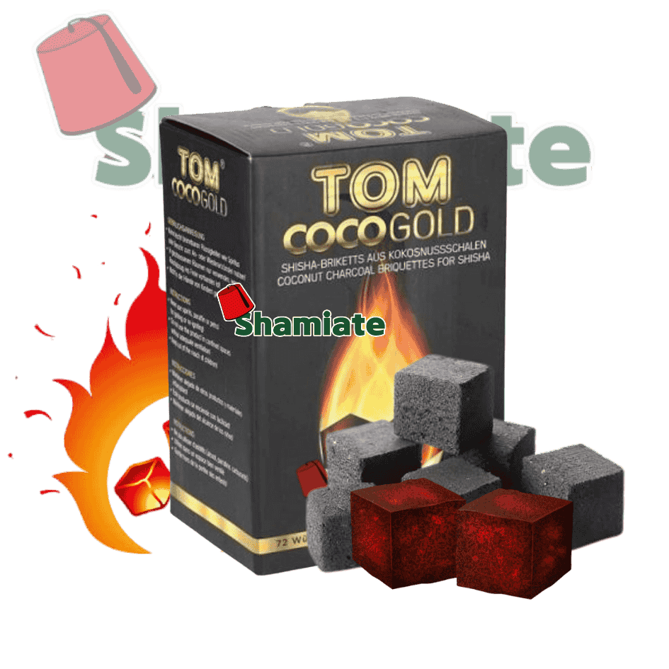 Charbon Shisha (Tom Coco Gold, 25 x 25 x 25 mm, 1 Kg, 20 Pièces)