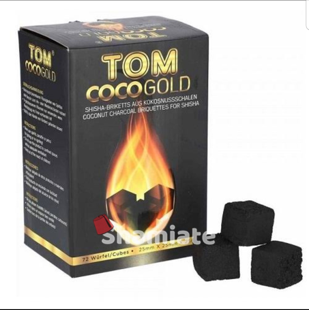 Charbon Shisha (Tom Coco Gold, 25 x 25 x 25 mm, 1 Kg, 20 Pièces)
