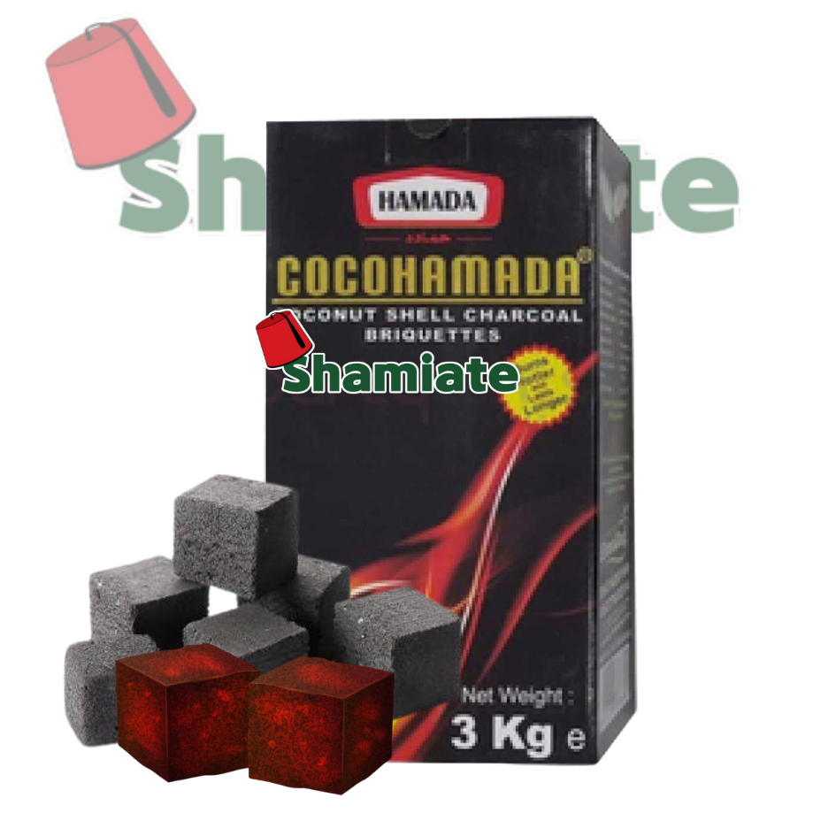 Charbon Shisha (Cocohamada, 26 x 26 x 26 mm, 3 Kg, 5 Pièces)