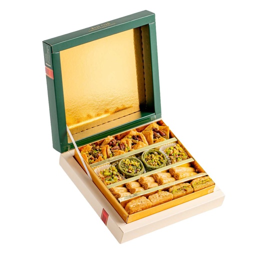 [7983 Oriental Pastry (Lebanese Cedars Sweets, Mixed Baklawa, 150 gm, 18 Pieces) Pâtisserie Orientale (Cèdre du Liban, Baklawa Mixte, 150 gm, 18 Pièces) Patisserie Orientale (Cedre du Liban, Baklawa Mixte, 150 gm, 18 Pieces) حلويات سوري فاخرة (ارزة لبنان, بقلاوة مشكلة, 150 غرام, 18 وحدة) ]  حلويات سوري فاخرة (ارزة لبنان, بقلاوة مشكلة, 150 غرام, 18 وحدة)