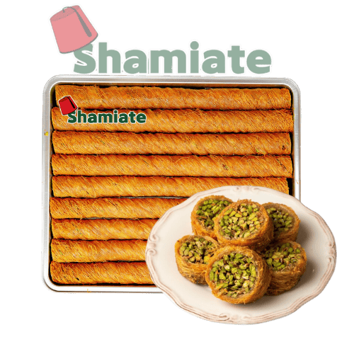 [8467 Oriental Pastry Tray (Shamiate, Mabrouma with Pistachios, 4 657 gm, 1 Piece) Plateau de Pâtisserie Orientale (Shamiate, Mabrouma aux Pistaches, 4 657 gm, 1 Pièce) Plateau de Patisserie Orientale (Shamiate, Mabrouma aux Pistaches, 4 657 gm, 1 Piece)صينية معجنات شرقية (شاميات, مبرومة الفستق, 4 657 غرام, 1 وحدة) ] Plateau de Pâtisserie Orientale (Shamiate, Mabrouma aux Pistaches, 4 657 gm, 1 Pièce)