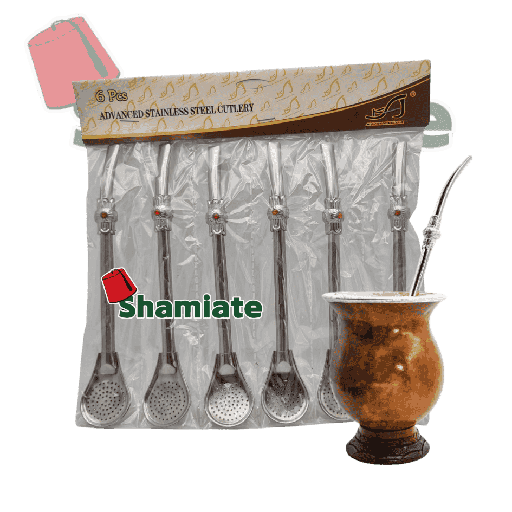 [001788 Bombilla (Mate Straw) (in Steel, Large, 6 Pieces) Bombilla (Paille à Maté) (En Acier, Grand, 6 Pièces) Bombilla (Paille a Mate) (En Acier, Grand, 6 Pieces)مصاصة متة (من الصلب, كبير, 6 وحدات) ] Bombilla (Paille à Maté) (En Acier, Grand, 6 Pièces)