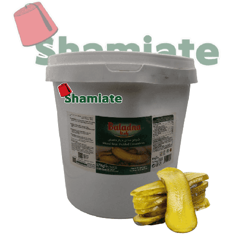 [001839 Sliced Sour Pivkled Cucumbers (Baladna, 10 Kg, 1 Piece) Concombres Marinés Aigres Tranchés (Baladna, 10Kg, 1 Pièce) Concombres Marines Aigres Tranches (Baladna, 10Kg, 1 Piece)شرائح خيار مخلل حامض (بلدنا، 10 كجم، قطعة واحدة) ] Concombres Marinés Aigres Tranchés (Baladna, 10Kg, 1 Pièce)