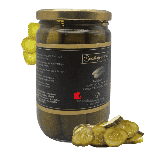 [001905 Pickled Cucumbers (Déan Gourmet, 600 gm, 12 Pieces) Concombres Marinés (Déan Gourmet, 600 gm, 12 Pièces) Concombres Marines (Dean Gourmet, 600 gm, 12 Pieces)مخلل (كبيس) خيار (ديان جورميه، 600 جم، 12 وحدة) ] Pickled Cucumbers (Déan Gourmet, 600 gm, 12 Pieces)