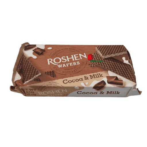 [001912 Cocoa & Milk Wafers (Roshen Wafers, 216gm, 16 Pieces) Gaufrettes Cacao & Lait (Roshen Wafers, 216gm, 16 Pièces) (0117) Gaufrettes Cacao & Lait (Roshen Wafers, 216gm, 16 Pieces) (0117)رقائق ويفر  بالكاكاو والحليب (رقائق روشن، 216 غرام، 16 قطعة) ] رقائق ويفر  بالكاكاو والحليب (رقائق روشن، 216 غرام، 16 قطعة)