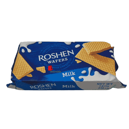 [001913 Wafers & Milk (Roshen Wafers, 216gm, 16 Pieces) Gaufrettes & Lait (Roshen Wafers, 216gm, 16 Pièces) (0124) Gaufrettes & Lait (Roshen Wafers, 216gm, 16 Pieces) (0124)رقائق ويفر بالحليب (رقائق روشن، 216 غرام، 16 قطعة) ] رقائق ويفر بالحليب (رقائق روشن، 216 غرام، 16 قطعة)