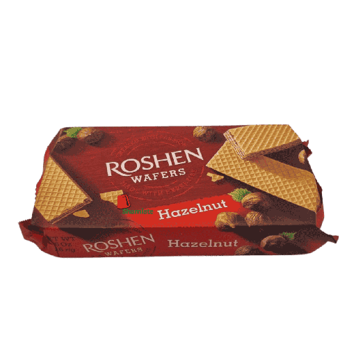 [001915 Wafers & Hazelnut (Roshen Wafers, 216gm, 16 Pieces) Gaufrettes & Noisette (Roshen Wafers, 216gm, 16 Pièces) Gaufrettes & Noisette (Roshen Wafers, 216gm, 16 Pieces)رقائق ويفر بالبندق (رقائق روشن، 216 غرام، 16 قطعة) ] Gaufrettes & Noisette (Roshen Wafers, 216gm, 16 Pièces)
