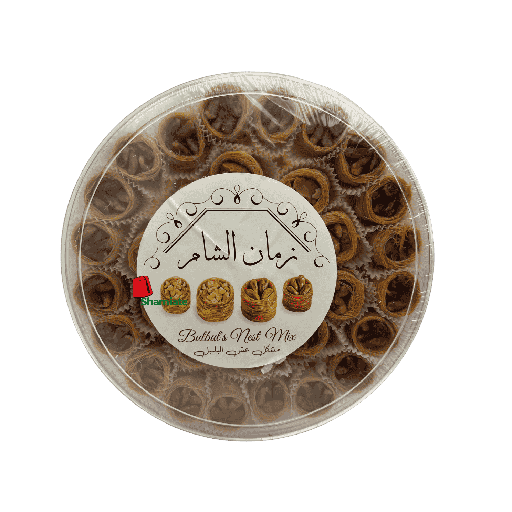 [001933 Ush al-Bulbul Pastry Nest with Mahogany and Pistachio (Zaman Al Sham, 600gm, 12 Pieces) Ush al-Bulbul Pâtisserie aux Acajou et Pistache (Zaman Al Sham, 600gm, 12 Pièces) Ush al-Bulbul Patisserie aux Acajou et Pistache (Zaman Al Sham, 600gm, 12 Pieces)عش البلبل مع الكاجو والفستق (زمان الشام، 600 غرام، 12 قطعة) ] Ush al-Bulbul Pastry Nest with Mahogany and Pistachio (Zaman Al Sham, 600gm, 12 Pieces)