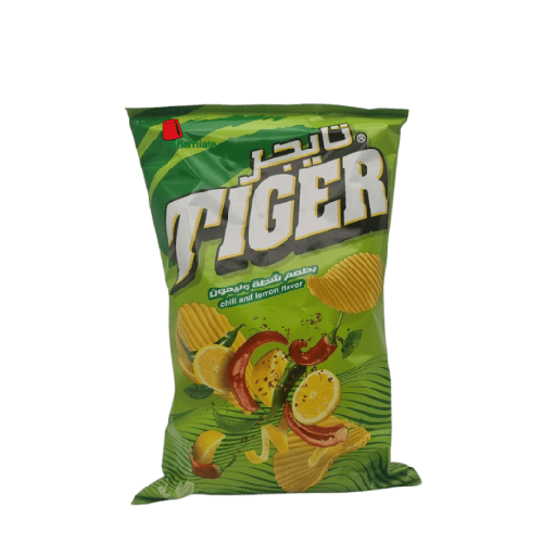 [001975 Chips (Tiger, Chili and Lemon, 90g, 12 Pieces) Chips (Tiger, Piment et Citron, 90 gm, 12 Pièces) Chips (Tiger, Piment et Citron, 90 gm, 12 Pieces)شيبس (تايجر, شطة وليمون, 90 غرام, 12 وحدة) ] شيبس (تايجر, شطة وليمون, 90 غرام, 12 وحدة)