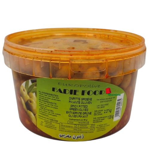 [002009 Moroccan Green Olives (Spicy Pitted, 2270g, 1 Piece) Olives Vertes Marocaines (Épicées Dénoyautées,  2270g, 1 Pièce) Olives Vertes Marocaines (Epicees Denoyautees,  2270g, 1 Piece)زيتون أخضر مغربي (حار منزوع النوى، 2270 غرام، قطعة واحدة) ] زيتون أخضر مغربي (حار منزوع النوى، 2270 غرام، قطعة واحدة)