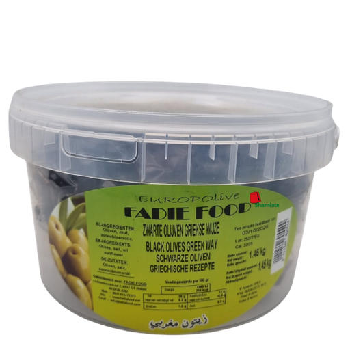 [002010 Moroccan Black Olives (Greek Way, 1450g, 1 Piece) Olives Noires Marocaines ( À la grecque, 1450g, 1 Pièce) Olives Noires Marocaines ( A la grecque, 1450g, 1 Piece)زيتون أسود مغربي (على الطريقة اليونانية، 1450 غرام، قطعة واحدة) ] Moroccan Black Olives (Greek Way, 1450g, 1 Piece)
