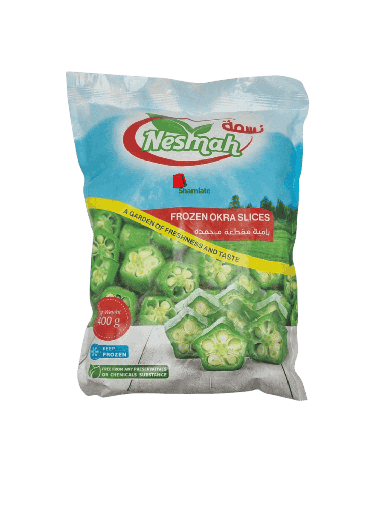 [002167 Frozen Okra Slices (Nesmah, 400g, 20 Pieces) Tranches de Gombo Sugelées (Nesmah, 400 gm, 20 Pièces) Tranches de Gombo Sugelees (Nesmah, 400 gm, 20 Pieces)بامية مقطعة مجمدة (نسمه, واحد, 400 غرام, 20 وحدة) ] Frozen Okra Slices (Nesmah, 400g, 20 Pieces)