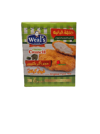 [002239 Crispy Plain Breadcrumbs, Chicken, Meat and Vegetables (Weal's Food, 6 x 85g, 1 Piece) Chapelure Crispy Nature, Poulet Viande & Légumes ( Weal's Food, 6 x 85 gm, 1 Pièce) Chapelure Crispy Nature, Poulet Viande & Legumes ( Weal's Food, 6 x 85 gm, 1 Piece)بقسماط ، البانية،سادة( ويلز فود، دجاج، لحم، وخضراوات، 6× 85 جم، 1 قطعة) ] بقسماط ، البانية،سادة( ويلز فود، دجاج، لحم، وخضراوات، 6× 85 جم، 1 قطعة)