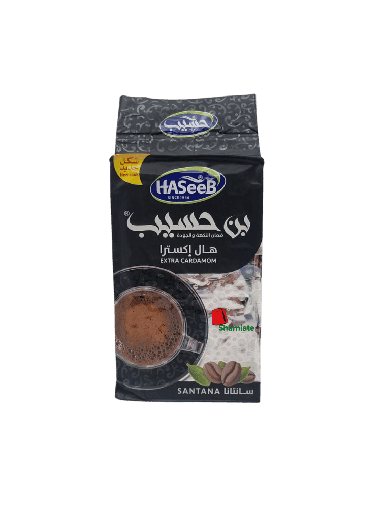 [002256 Arabic Coffee (Haseeb, Black, Extra Cardamom, 500g, 10 Pieces) Café Arabe (Haseeb, Noir, Extra Cardamom, 500 gm, 10 Pièces) Cafe Arabe (Haseeb, Noir, Extra Cardamom, 500 gm, 10 Pieces)قهوة عربية (حسيب، سوداء، هيل اكسترا، 500 غرام، 10 قطع) ] قهوة عربية (حسيب، سوداء، هيل اكسترا، 500 غرام، 10 قطع)