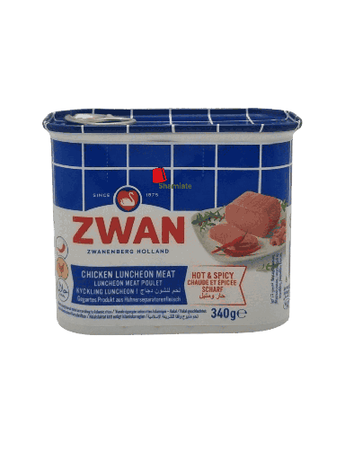 [002267 Luncheon Chicken Meat (Zwan, Spicy, 340 gm, 12 Pieces) Luncheon Viande De Poulet (Zwan, Piquant, 340 gm, 12 Pièces) Luncheon Viande De Poulet (Zwan, Piquant, 340 gm, 12 Pieces)لحم دجاج معلب (زوان، حار، 340 غرام، 12 قطعة) ] Luncheon Chicken Meat (Zwan, Spicy, 340 gm, 12 Pieces)