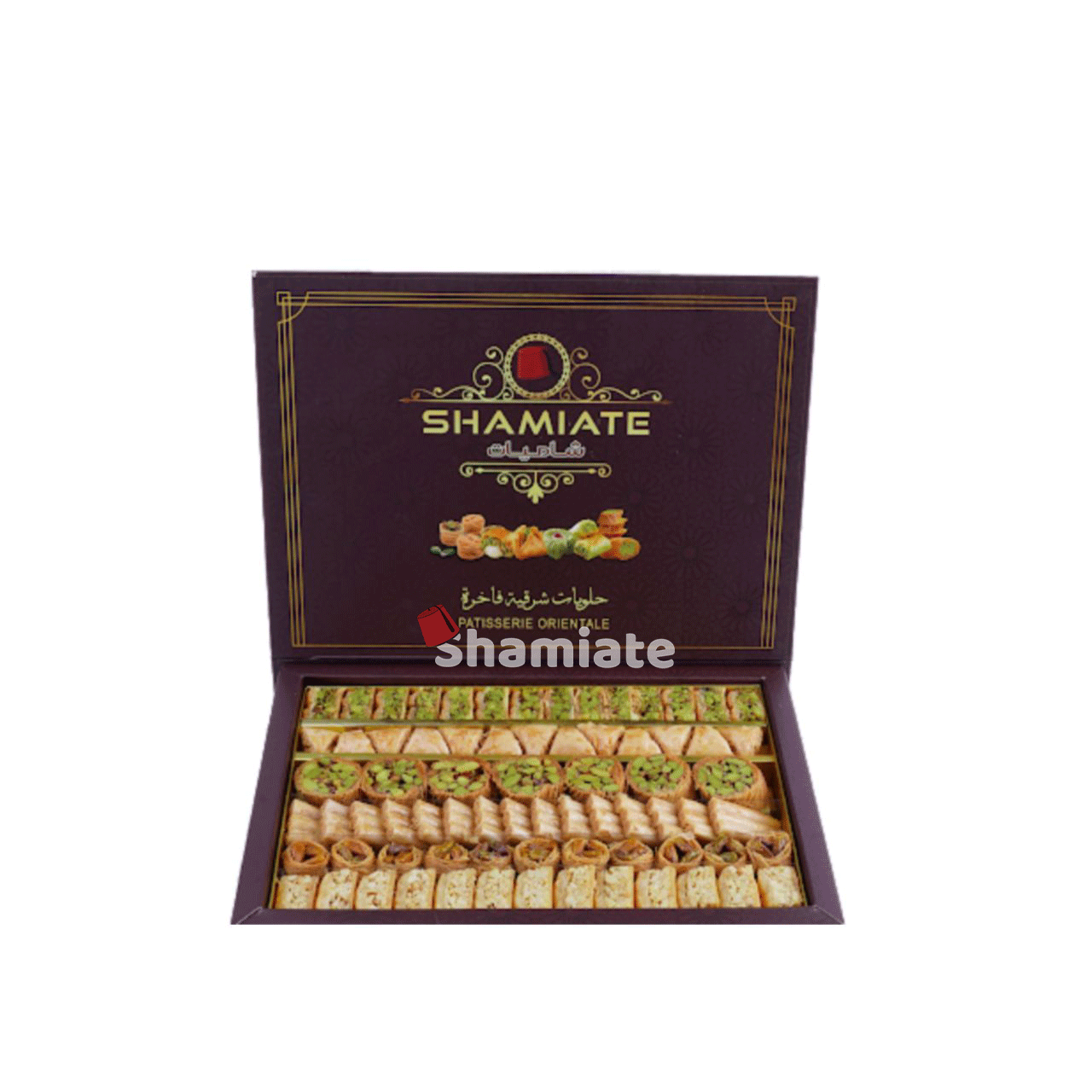 [5001 Oriental Pastry (Shamiate, Mixed Baklawa Extra, 600 gm, 12 Pieces) Pâtisserie Orientale (Shamiate, Baklawa Mixte Extra, 600 gm, 12 Pièces) Patisserie Orientale (Shamiate, Baklawa Mixte Extra, 600 gm, 12 Pieces) حلويات سوري فاخرة (شاميات, بقلاوة مشكلة اكسترا, 600 غرام, 12 وحدة) ] Pâtisserie Orientale (Shamiate, Baklawa Mixte Extra, 600 gm, 12 Pièces)