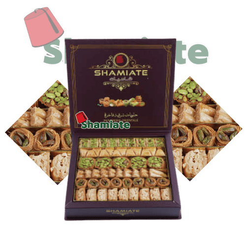 [5003 Oriental Pastry (Shamiate, Mixed Baklawa Extra, 400 gm, 12 Pieces) Pâtisserie Orientale (Shamiate, Baklawa Mixte Extra, 400 gm, 12 Pièces) Patisserie Orientale (Shamiate, Baklawa Mixte Extra, 400 gm, 12 Pieces) حلويات سوري فاخرة (شاميات, بقلاوة مشكلة اكسترا, 400 غرام, 12 وحدة) ] Pâtisserie Orientale (Shamiate, Baklawa Mixte Extra, 400 gm, 12 Pièces)