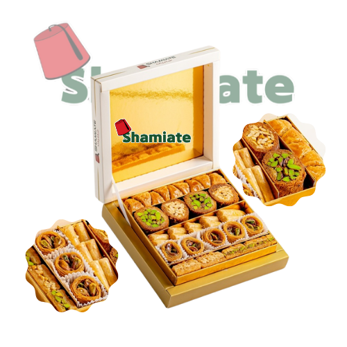 [7678 Oriental Pastry (Shamiate, Mixed Baklawa Extra, 250 gm, 12 Pieces) Pâtisserie Orientale (Shamiate, Baklawa Mixte Extra, 250 gm, 12 Pièces) Patisserie Orientale (Shamiate, Baklawa Mixte Extra, 250 gm, 12 Pieces) حلويات سوري فاخرة (شاميات, بقلاوة مشكلة اكسترا, 250 غرام, 12 وحدة) ] Pâtisserie Orientale (Shamiate, Baklawa Mixte Extra, 250 gm, 12 Pièces)