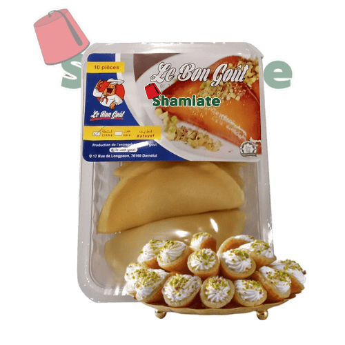 [7781 Cream Qatayef (Shamiate, 12 Pieces) Katayef Crème (Shamiate, 12 Pièces) Katayef Creme (Shamiate, 12 Pieces)قطايف قشطة (شاميات, بلا, بلا, 12 وحدة) ] Cream Qatayef (Shamiate, 12 Pieces)
